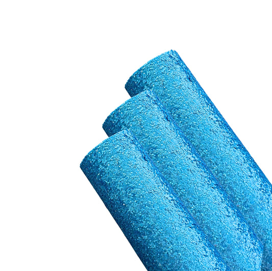 Lake blue chunky glitter fabric A4