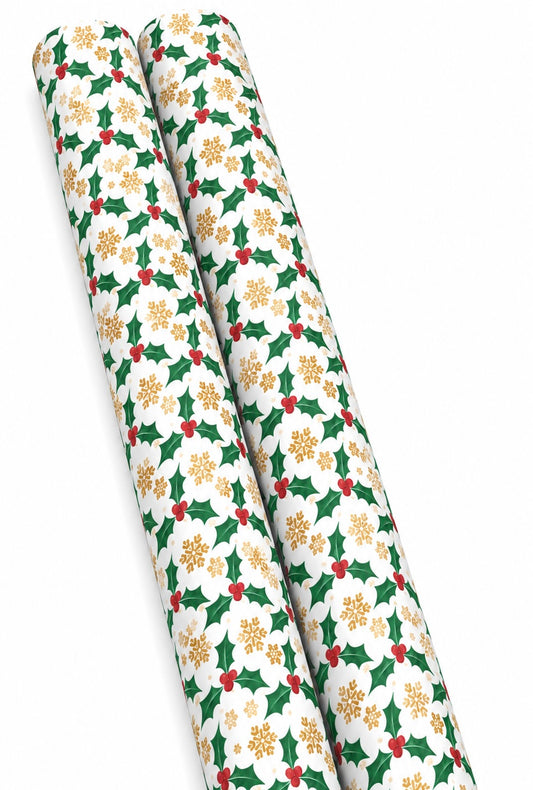 Holly & Snowflake Fabric A4