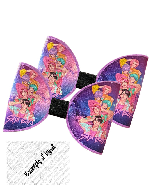 7 x printed canvas  bow loops 3.5” Demon pop Boys