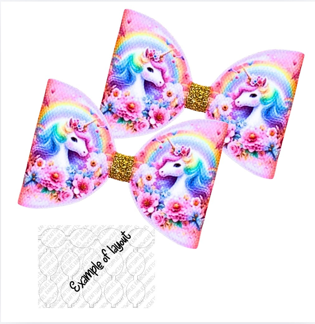 7 x Unicorn pre printed canvas  bow loops 3.5”