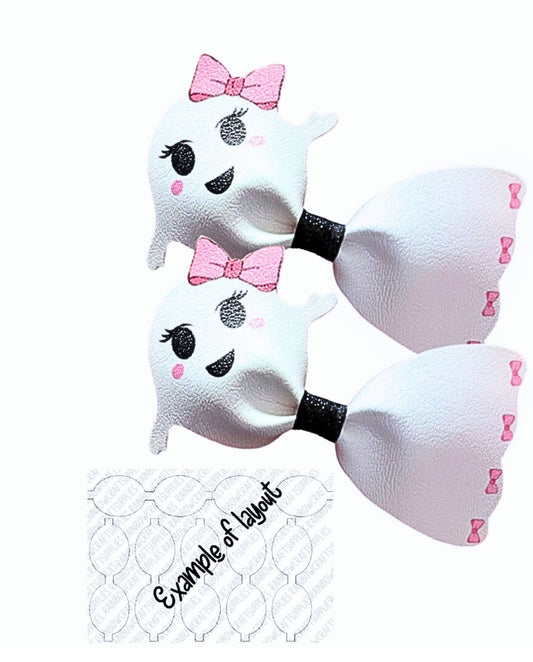 7 x Printed in house Leatherette Ghost pinch bow loops 3.5”