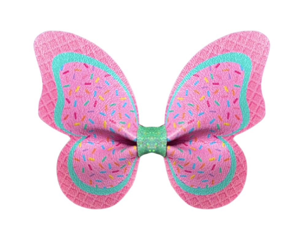 7 x Pre printed Ready to cut Butterfly Pinch bows 3.5” Sprinkles