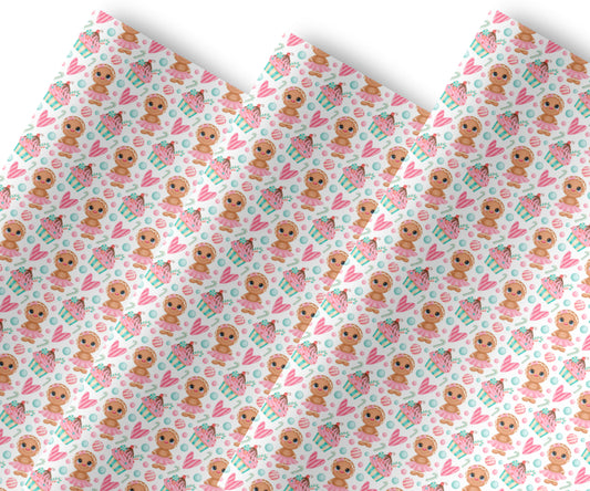 Gingerbread and cupcakes  leatherette fabric A4