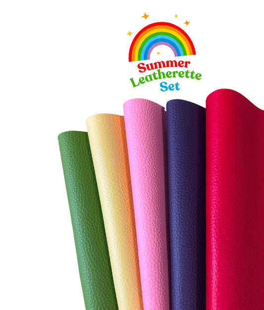 5 piece summer colours leatherette fabric A4