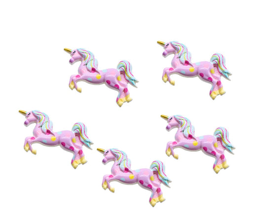 5 x Pastel Unicorn resin flat-back embellishments