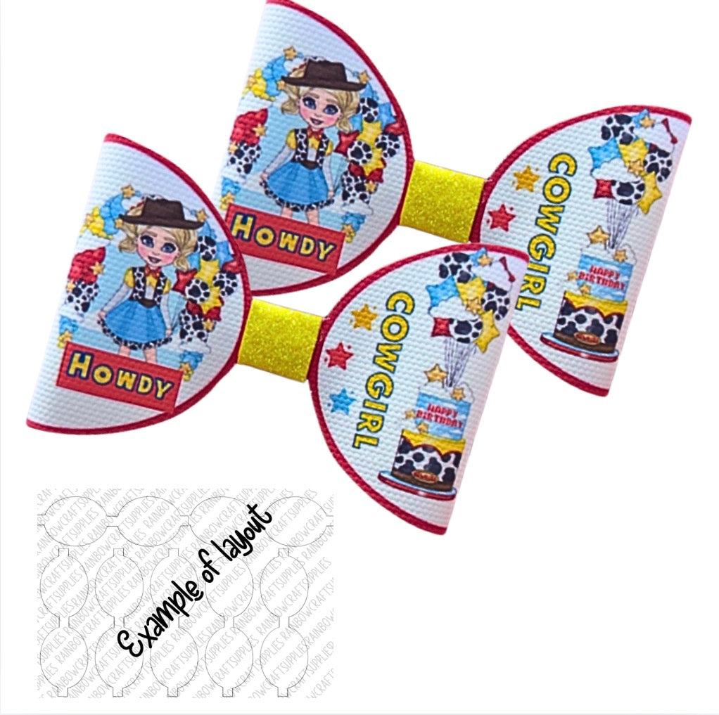 Toy land Cowgirl pre printed canvas bow loops x 7 (3.5”)