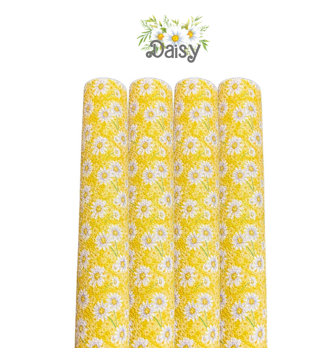 Daisy print Chunky glitter fabric