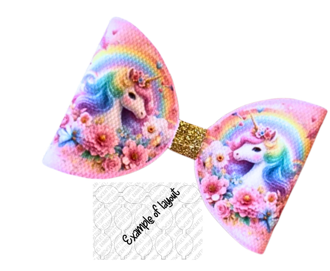 7 x Unicorn pre printed canvas  bow loops 3.5”