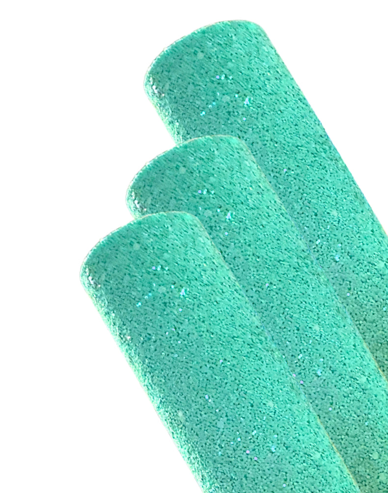 Pastel mint matte chunky  glitter fabric A4