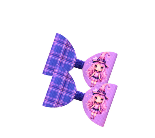 7 x  Cutest witch in house leatherette printed bow loops 3.5”