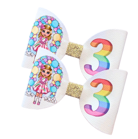 Birthday dolly age 1-7 age pre printed canvas  bow loops x 7