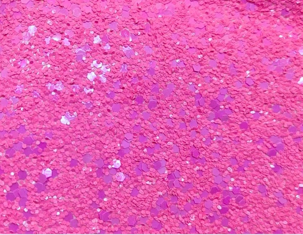 Hot pink chunky glitter fabric A4