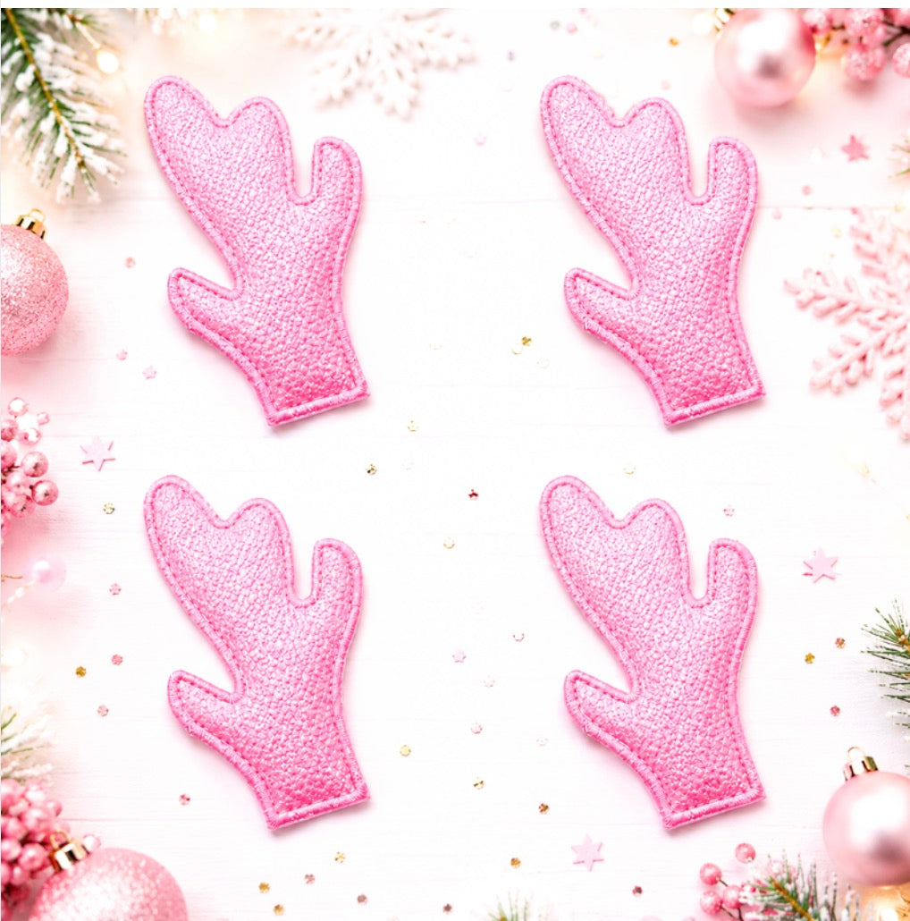 2 Light pink padded Reindeer appliqué embellishments