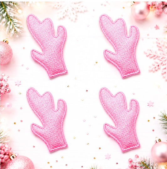 2 Light pink padded Reindeer appliqué embellishments
