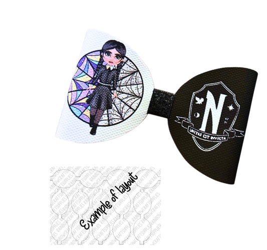 7 x Wednesday dolly themed canvas bow loops 3.5”