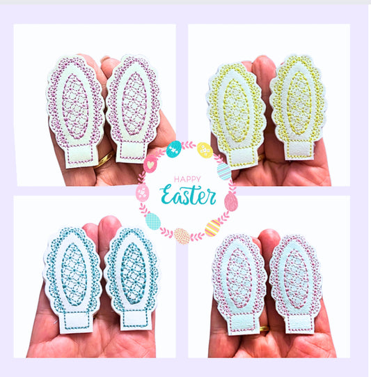 Bunny ears embroidered Clip sliders