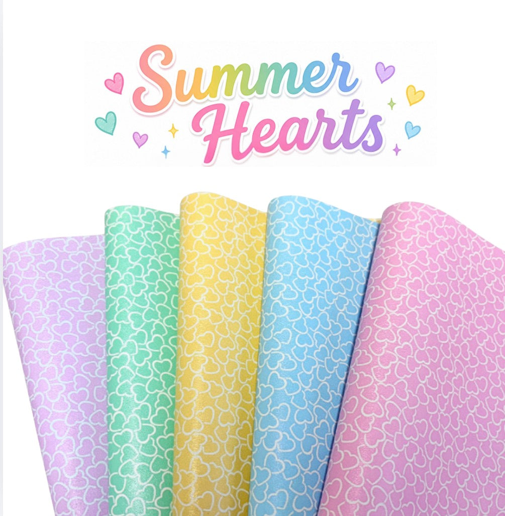 5 x Summer Hearts canvas sheets A4