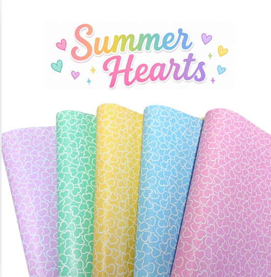 5 x Summer Hearts canvas sheets A4