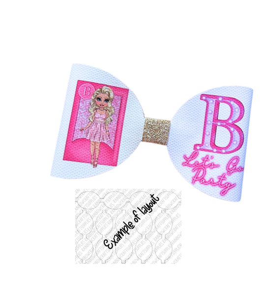 7 x Pink life’s a party doll themed canvas bow loops 3.5”