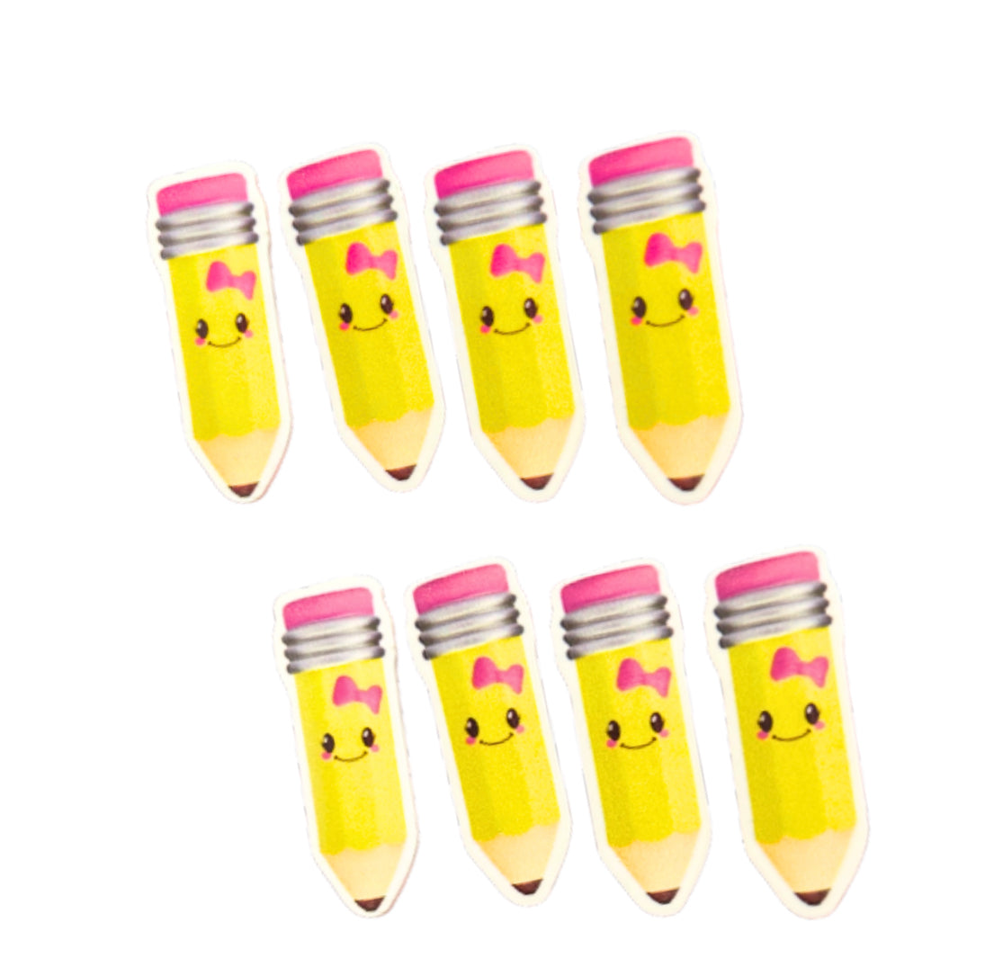 Cute Pencil laser cut flat back embellishments x 4