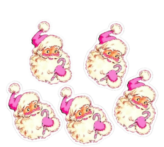 4 Pink Santa laser cut flat-back embellishments