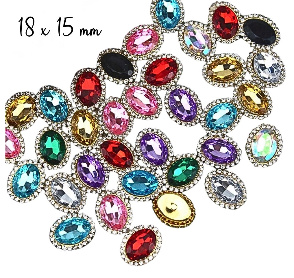 5 x Crystal oval Rhinestone Cameo       18 x 15 mm