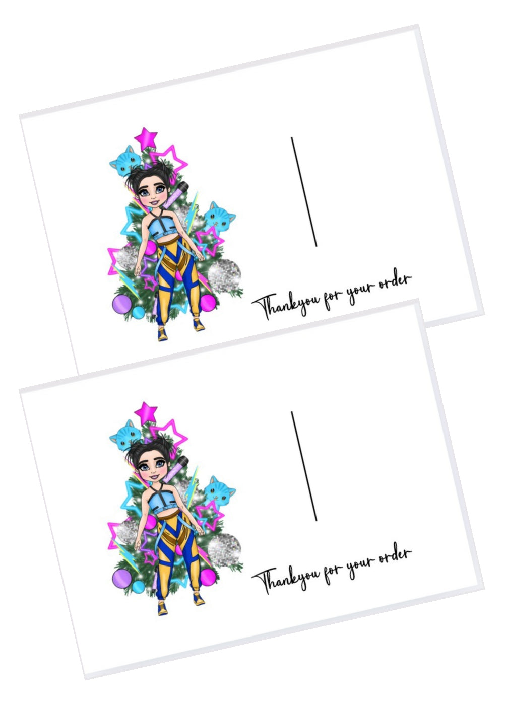 10 x In house printed bow display cards demon girls Zoe
