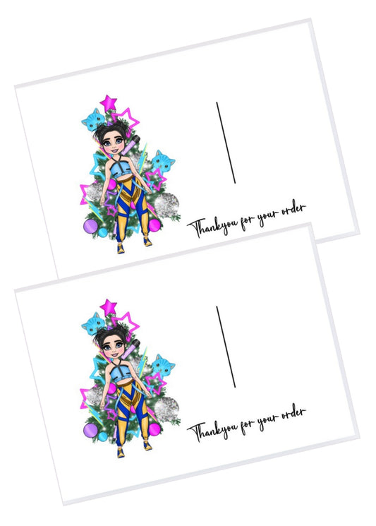 10 x In house printed bow display cards demon girls Zoe