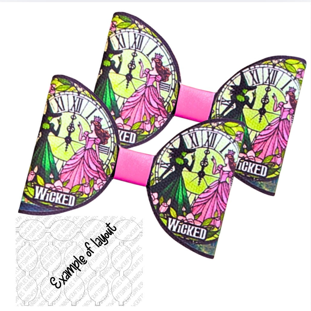 Good witches themed In house leatherette printed  bow loops x 7 (3.5”) Wicked