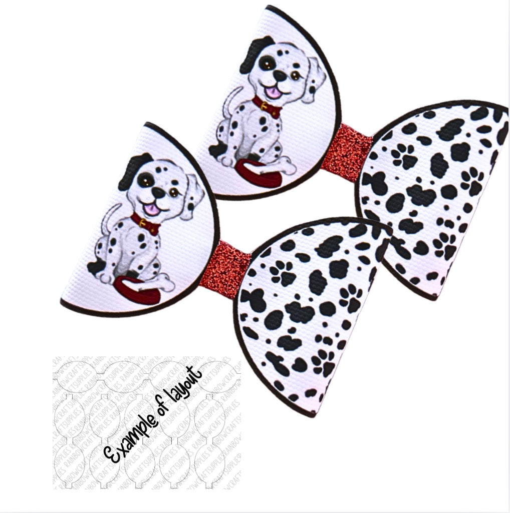 Dalmatian Puppy Print pre printed canvas bow loops x 7 (3.5”)