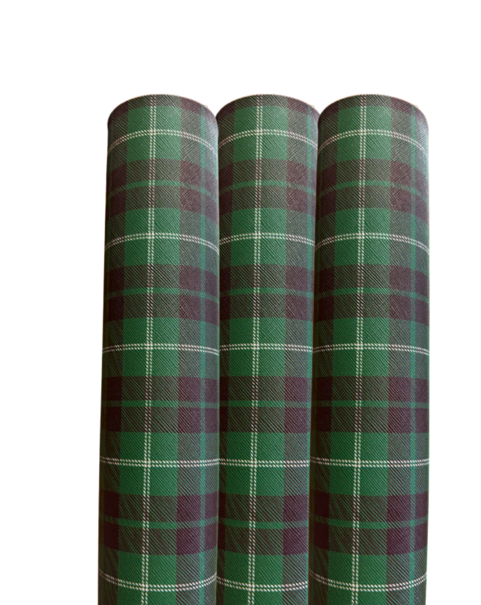 Green Tartan theme leatherette fabric A4 End of Line