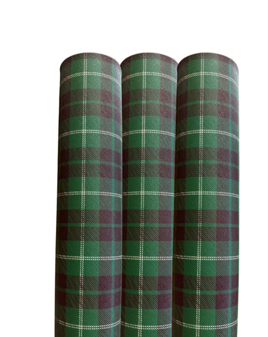Green Tartan theme leatherette fabric A4 End of Line