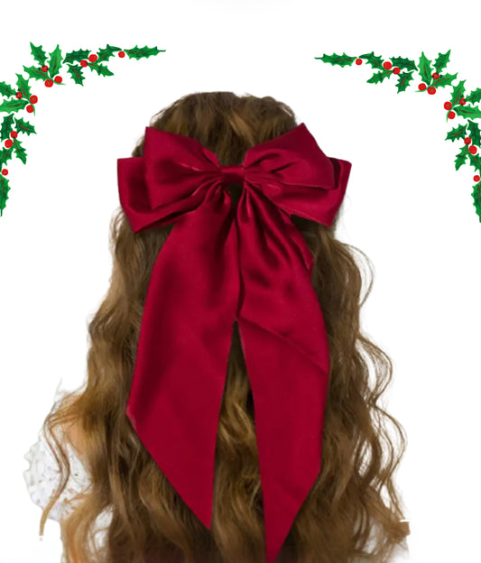 Burgundy Satin oversized Hair bow Clip