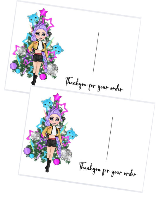 10 x In house printed bow display cards demon girls Rumi
