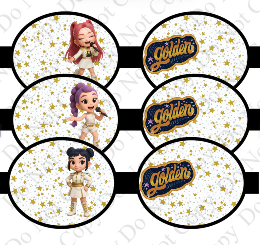 Demon pop Gold Girls pre printed canvas bow loops x 7