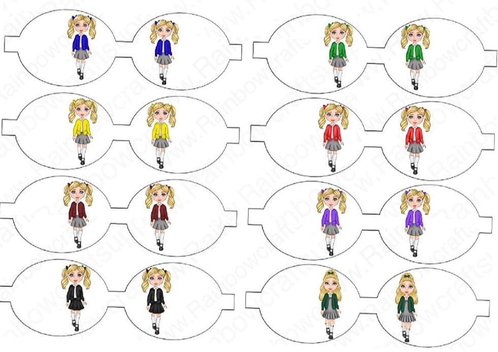 School uniform/school girl pre printed canvas Hair-bow bow making loops x 8 (hair colour choices)