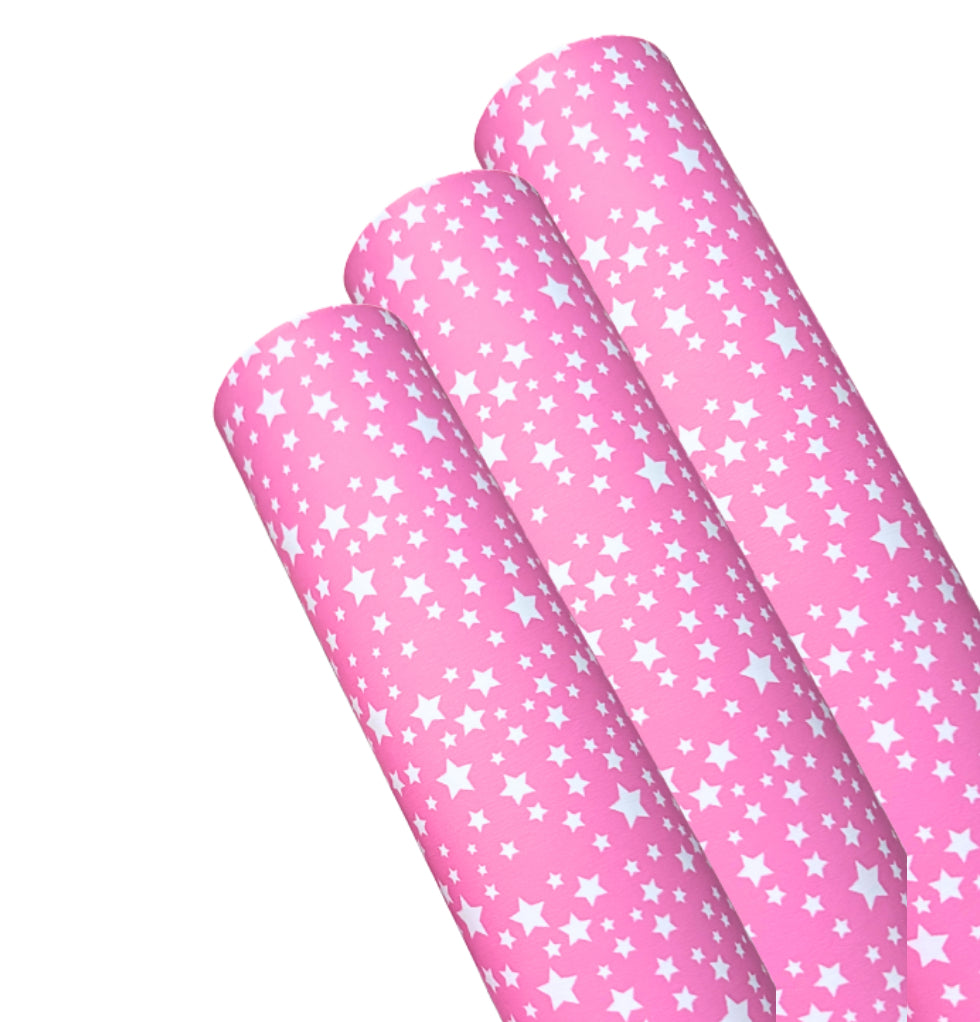 Pink Stars smooth Leatherette fabric A4