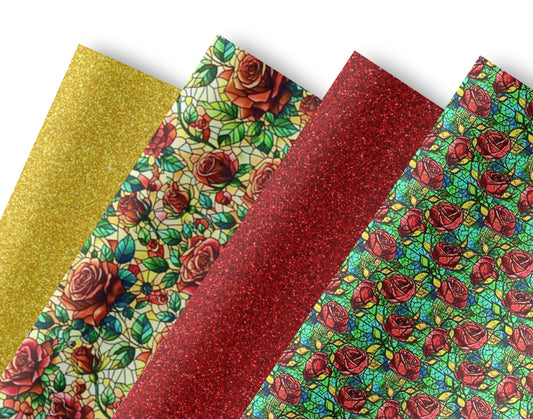 Set of 4 Belle themed printed premium canvas  fabric A4