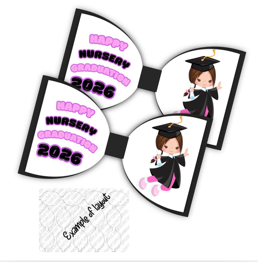 7 x Nursery graduation printed bow loops 3.5” 2026