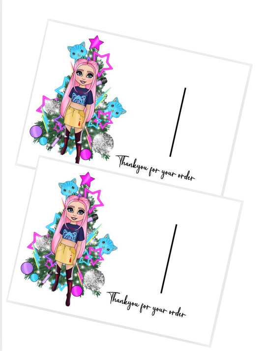 10 x In house printed bow display cards demon girls Mira