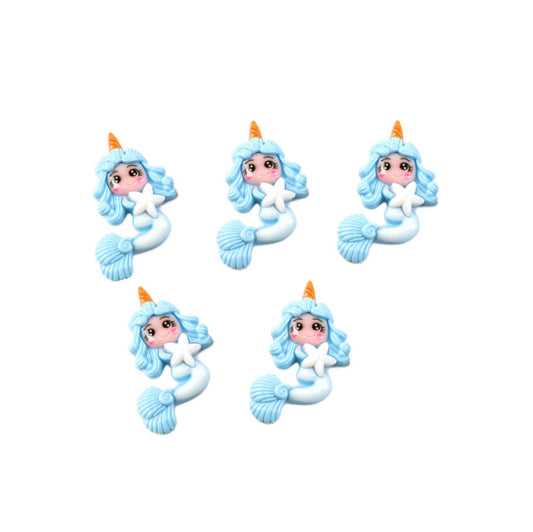 Mermaid flatback Embellishments 20 x 33mm Blue