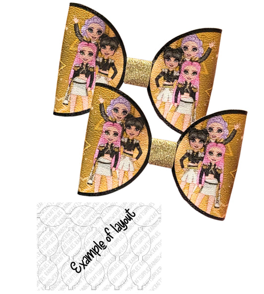 7 x printed in house Leatherette bow loops 3.5” Demon pop Golden Girls