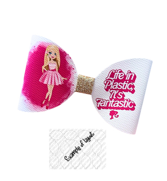 7 x Pink party dolly themed canvas bow loops 3.5”