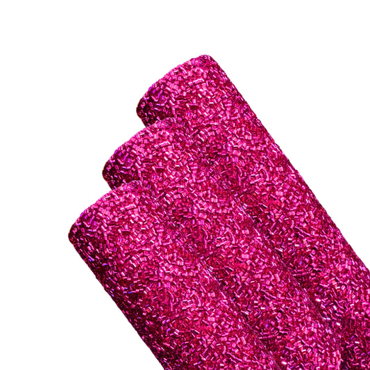 Christmas Cerise tinsel glitter fabric A4