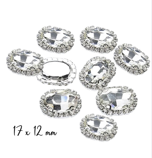 5 x Crystal oval Rhinestone Cameo       17x12 mm