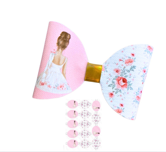 7 x Ballerina pre printed canvas hair bow loops 3.5”