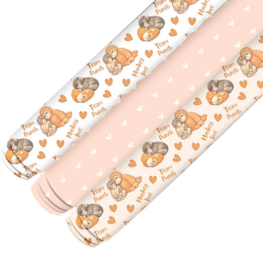 3 x Punch the monkey & Teddy  themed printed canvas fabric 280gsm set