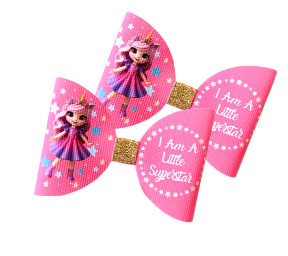 7 x pre printed canvas  bow loops x 7 Little Superstar