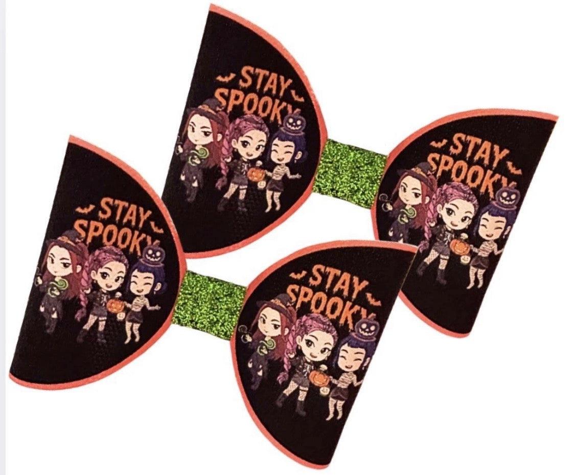 7 x Cut around hair bow loops 3.5” Canvas/leatherette Kpop Spooky