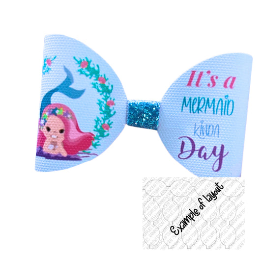 7 x Mermaid pre printed canvas bow hair bow loops